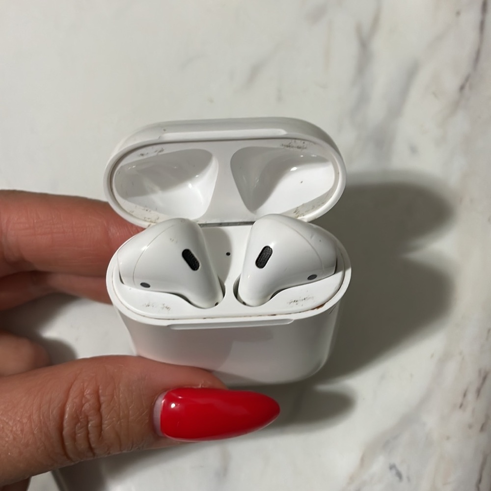 Apple Airpods. The AirPods don’t stay charged for a long time.